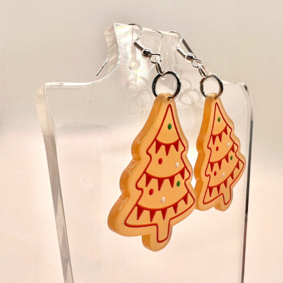 Christmas Tree Earrings - Gingerbread Earrings - Holiday Earrings - Xmas Earring - Picture 2 of 9